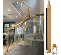 Gold Stainless Steel Glass Stair Railing Post System - Modern Balustrade Kit for Pool Terrace Yard Deck - 130cm Gold End Post - Elegant Durable & Stylish Safety Solution
