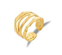 Gold Stainless Steel Hammer Rings, Adjustable Layered Thumb Ring for Women