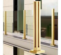Gold Stainless Steel Square Glass Railing Posts - Indoor/Outdoor il System for Balcony, Terrace, Deck & Courtyard - Durable Fence Panel Kits for Safety & Style