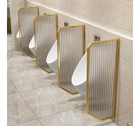 Gold Stainless Steel Urinal Partition with Translucent Glass Panel, Wall-Mounted Bathroom Divider for Toilets, School Restroom (1 Piece)