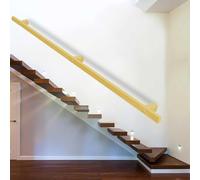 Gold Stair Handrail for Walls, 100cm 1.5m 200cm 2.5m 300cm Staircase Hand Railings Wall Mount Support with Fittings, Metal Wrought Iron Non-Slip Grab Bar Rail(18ft/540cm)