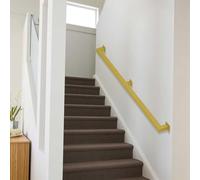 Gold Stair Handrail, Staircase Banister Hand Rail, Industrial Galvanized Iron Pipe Stair Railing, Wall Mount Staircase Balustrade, 1m 1.5m 2m 2.5m 3m Stairway Railing for Home, School, Bathroom(2ft/0.