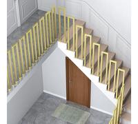 Gold Stair Handrail U-Shaped Hand Rail｜Industrial Iron Stair Railing Guardrail Fit 1 Step｜Floor Mount Banister Handrails Safety Support Poles for Indoor or Outdoor Steps(100cm/39in)