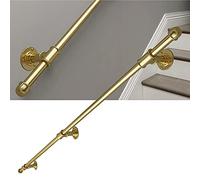 Gold Stair il Kit - 1.5m to 3m Adjustable Metal Railing for Stairs Wall-Mounted Support Bar Durable Iron Water Pipe Design Perfect for Home Safety