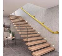 Gold Stair ils for Indoor Use - 1m 1.5m 2m 2.4m 3m 5m - Metal Wrought Iron Railing Support Kit with Wall Brackets - Staircase Guardrail