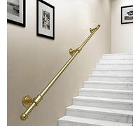 Gold Stair Rail 1m-3m Adjustable il for Stairs Matte Round Railing Kit with Wall Brackets Perfect for Balustrades and Hand Grips (Size: 150cm)