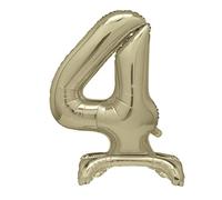 Gold Standing Number 4 Foil Balloon 30", Packaged