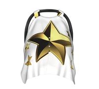 Gold Star Baby Car Seat Canopy Cover, Multi Use Breathable Nursing Breastfeeding Covers for Mom Soft Stroller Sun Shade Newborn Shower Gift