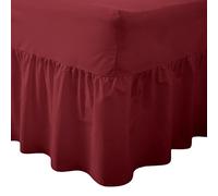 Gold Star Bedding Frilled Sheets Plain Dyed Poly Cotton Easy Care Fitted Frilled Bed Valance Sheets (Wine, Super King)