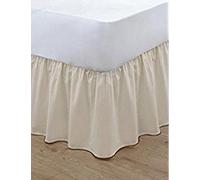 Gold Star Bedding Luxury Plain Dyed Polycotton Frilled Base Valance Sheets (Cream, Single)