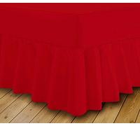 Gold Star Bedding Plain Dyed Poly Cotton Easy Care Valance Fitted Sheet (Red, Double)
