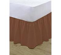 Gold Star Bedding Plain Dyed Poly Cotton Soft Frilled Base Valance Sheets Bed Sheets Covers (Chocolate, Single)
