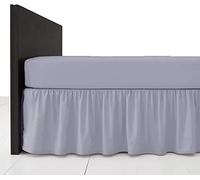 Gold Star Bedding Plain Dyed Poly Cotton Soft Frilled Base Valance Sheets Bed Sheets Covers (Grey, King)