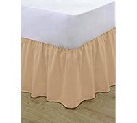 Gold Star Bedding Plain Dyed Poly Cotton Soft Frilled Base Valance Sheets Bed Sheets Covers (Latte, Double)