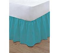 Gold Star Bedding Plain Dyed Poly Cotton Soft Frilled Base Valance Sheets Bed Sheets Covers (Teal, King)