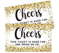 Pack 50 Drink Tickets for Events, Drink Tickets, Gold Star Cheers- Free Drink Tickets, Drink Ticket Coupons for A Free Drink at Wedding Birthday Party.