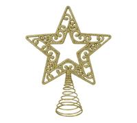 Gold Star Christmas Tree Topper,3D Hollow Glitter Star Tree Topper For Christmas Tree Decorations | Sparkling Home Holiday Decor