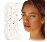 Gold Star & Dot Temporary Face Tattoos with Sparkling Metallic Finish - Waterproof Face Jewels & Glitter Decals for Festival Makeup, Party Glamour, Costumes & Special Events, for Adults and Teens