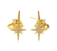 Gold Star Earrings for Women Pearl Silver Saturn Star Drop Dangle Earrings Aesthetic Celestial Planet Space Rhinestone Star Stud Earrings Trendy Crystal Cubic Zirconia 18K Gold Plated Jewelry Gift for