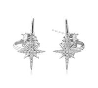 Gold Star Earrings for Women Pearl Silver Saturn Star Drop Dangle Earrings Aesthetic Celestial Planet Space Rhinestone Star Stud Earrings Trendy Crystal Cubic Zirconia 18K Gold Plated Jewelry Gift for