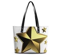 Gold Star Leather Tote Bag for Women Work Shoulder Purses with Zipper Waterproof Large Computer Shoulder Bag Fashion Ladies Shoulder Handbag Reusable Shopping Bags