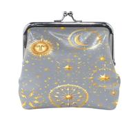 Gold Star Pattern Lock Coin Purse, Microfiber Leather Vintage Clasp Change Pouch for Women, 4.52×4.13in.AS07