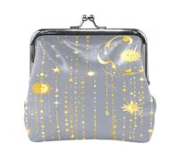 Gold Star Pattern Lock Coin Purse, Microfiber Leather Vintage Clasp Change Pouch for Women, 4.52×4.13in.AS01