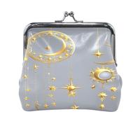 Gold Star Pattern Lock Coin Purse, Microfiber Leather Vintage Clasp Change Pouch for Women, 4.52×4.13in.AS06