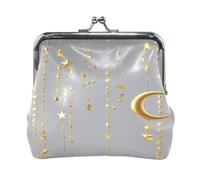 Gold Star Pattern Lock Coin Purse, Microfiber Leather Vintage Clasp Change Pouch for Women, 4.52×4.13in.AS05