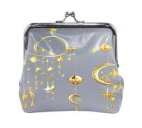 Gold Star Pattern Lock Coin Purse, Microfiber Leather Vintage Clasp Change Pouch for Women, 4.52×4.13in.AS04