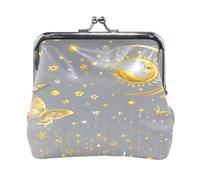 Gold Star Pattern Lock Coin Purse, Microfiber Leather Vintage Clasp Change Pouch for Women, 4.52×4.13in.AS02