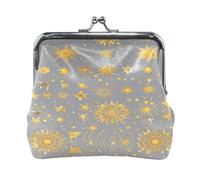 Gold Star Pattern Lock Coin Purse, Microfiber Leather Vintage Clasp Change Pouch for Women, 4.52×4.13in.AS08
