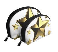 Gold Star Portable Shell Cosmetic Bag Set - Travel Makeup Organiser with Zipper & Inner Compartments