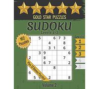 Gold Star Puzzles - Sudoku Levels 1-3 - Volume 2: 162 Logic Puzzles - (Easy, Medium, Hard) - Green Series - Large Print - 12 Bonus Sudoku Variation Puzzles