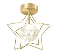 Gold Star-Shaped LED Ceiling Light Fixture for Hallway Elegant Pendant Lamp with Shade Modern Indoor Lighting Stylish Home Decor Perfect for Living Room and Bedroom
