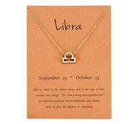Gold Star Sign Pendant Chain Necklace - Libra (23rd September - 23rd October) - Zodiac Constellation Horoscope Celestial Astrology Jewellery - Women Men Gift
