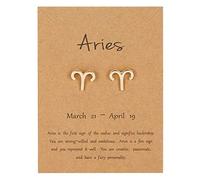 Gold Star Sign Stud Earrings - Aries (21st March - 19th April) - Zodiac Constellation Horoscope Celestial Astrology Jewellery - Women Men Gift