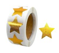 Gold Star Stickers - 500pcs Self Adhesive Glitter Sticker Roll | Reward Labels For Teachers Students | Shiny Gold Star Reward Stickers For Charts Books Class