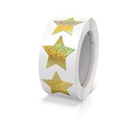 Gold Star Stickers Roll 1 inch Self Adhesive Sparkly Shiny Stars Labels Waterproof Removable for Children Teacher Business 500 PCS