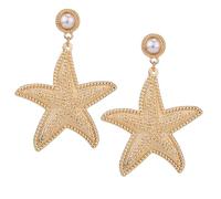 Gold Starfish Earrings, 1.89in Stylish Starfish Stubs Attractive Chic Ocean Earrings Appealing Star Stud Earrings Summer Beach Halloween Carnival Jewelry Gifts for Women Girls