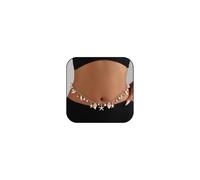 Gold Starfish Seashell Waist Chain Belt for Women Boho Mermaid Pearl Body Chain Summer Beach Vacation Bikini Jewelry Accessor, 20.8IN, Alloy, No Gemstone