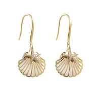 Gold Starfish Shell Drop Dangle Earrings for Women Girls Sterling Silver Post Pin Bohemian Sea Shell Statement Studs Crystal Conch Fish Hook Beach Holiday Jewellery