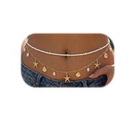 Gold Starfish Shell Pearl Charms Waist Chain for Women Layered Conch Mermaids Belly Chain Boho Adjustable Sexy Beads Bikini Body Chain for Summer Beach Jewelry Rave Vacation Accessories, Adjustable