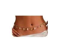 Gold Starfish Shell Pearl Charms Waist Chain for Women Layered Conch Mermaids Belly Chain Boho Adjustable Sexy Beads Bikini Body Chain for Summer Beach Jewelry Rave Vacation Accessories, Adjustable