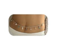 Gold Starfish Shell Pearl Charms Waist Chain for Women Layered Conch Mermaids Belly Chain Boho Adjustable Sexy Beads Bikini Body Chain for Summer Beach Jewelry Rave Vacation Accessories, Adjustable