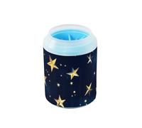 Gold Stars Abstract Black Pattern Portable Paw Cleaning Cup with Soft Silicone Brush Pets Grooming Supplies for Small Medium Dogs & Cat Breeds