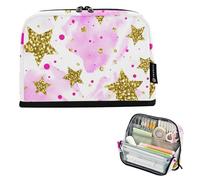 Gold Stars Pink Tie Dye Pencil Storage Bag Big Pencil Pouch Zipper Pencils Case Classroom Pen Bag Boys Animal Art College High School Office Supplies