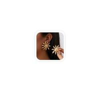 Gold Statement Earrings Big Flower Dangle Earrings for Women Trendy Formal Floral Drop Earrings Jewelry Accessories, One Size, Metal, No Gemstone