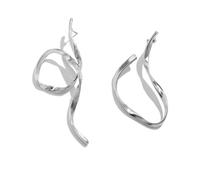 Gold Statement Earrings Drip for Women, Irregular Gold Chunky Earrings for Women Trendy Liquid Metal Mismatched Earrings Unique Jewelry for Women Birthday for Her Sister (Irregular Wave Silver)