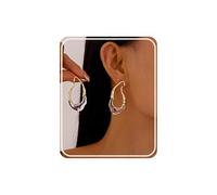 Gold Statement Earrings for Women, Elegant Golden-Tone Geometric Hoop Earrings with Translucent Resin Droplet Vintage Western for Vacation Novelty Jewelry Gifts, L, Copper, No Gemstone